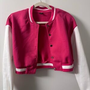 Pink and White Varsity Jacket